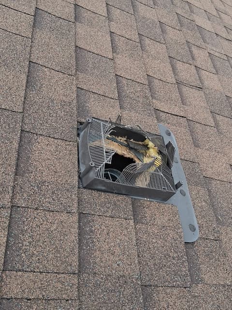Damaged Roof Vent Entry Hole